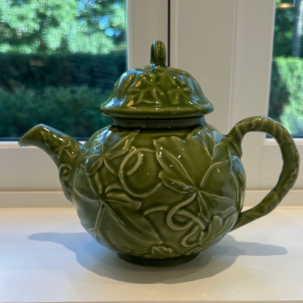 Vintage Franciscan Ivy Embossed Bright Green Teapot Portugal 4 Cups - Picture 4 of 16